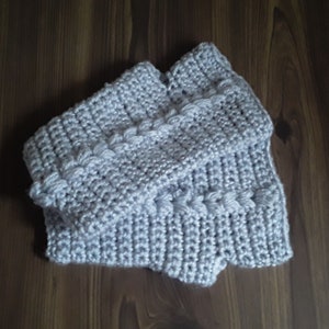 Crochet Fingerless Gloves Arm Warmers Wristlets Grey W1014 Ready to ship