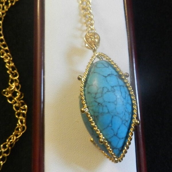 Wire wrapped Turquoise Magnesite Pendant N4649
