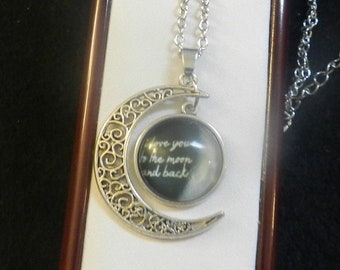 Love you to the moon Crescent Pendant ready to ship