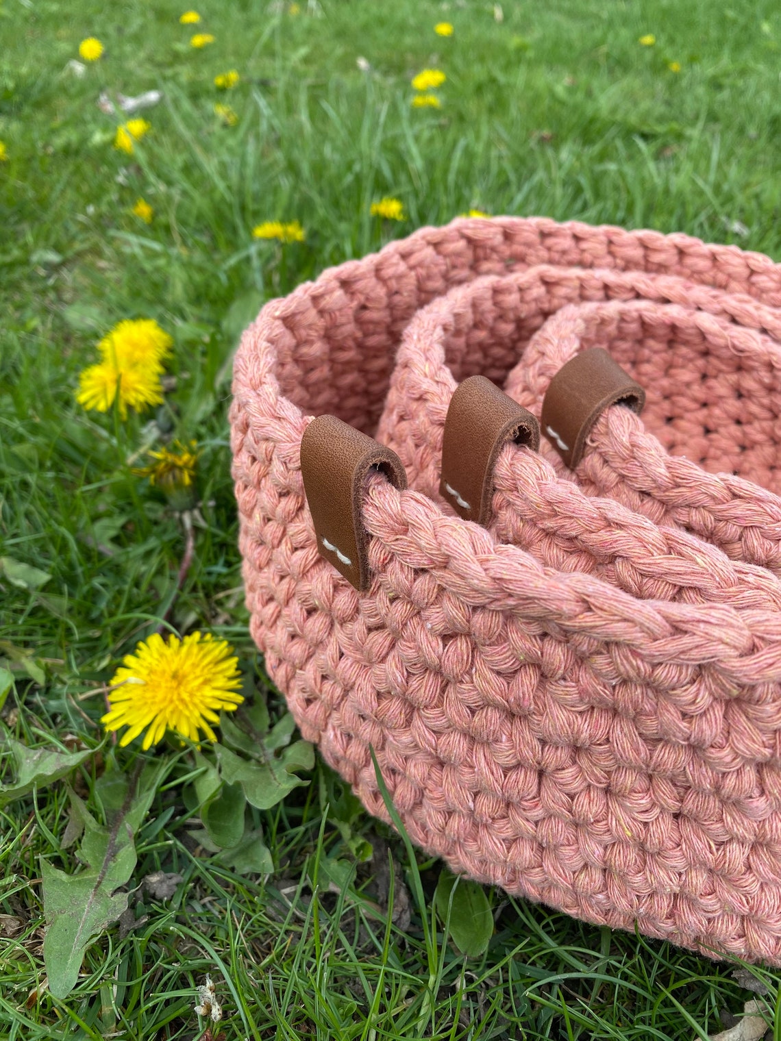 Cotton Rope Baskets Pink Storage Montessori/Waldorf Etsy