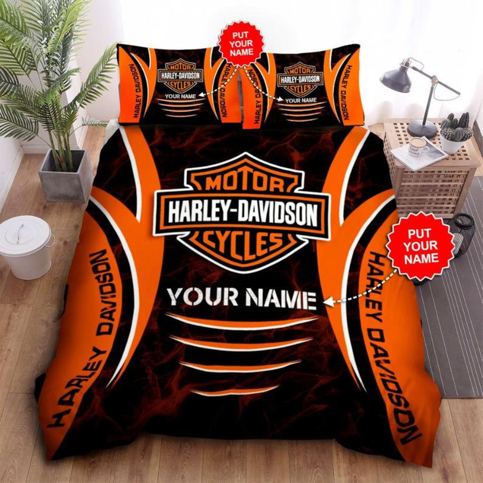 Harley Davidson Bedding Set Motorcycle Bedding Set Biker Etsy