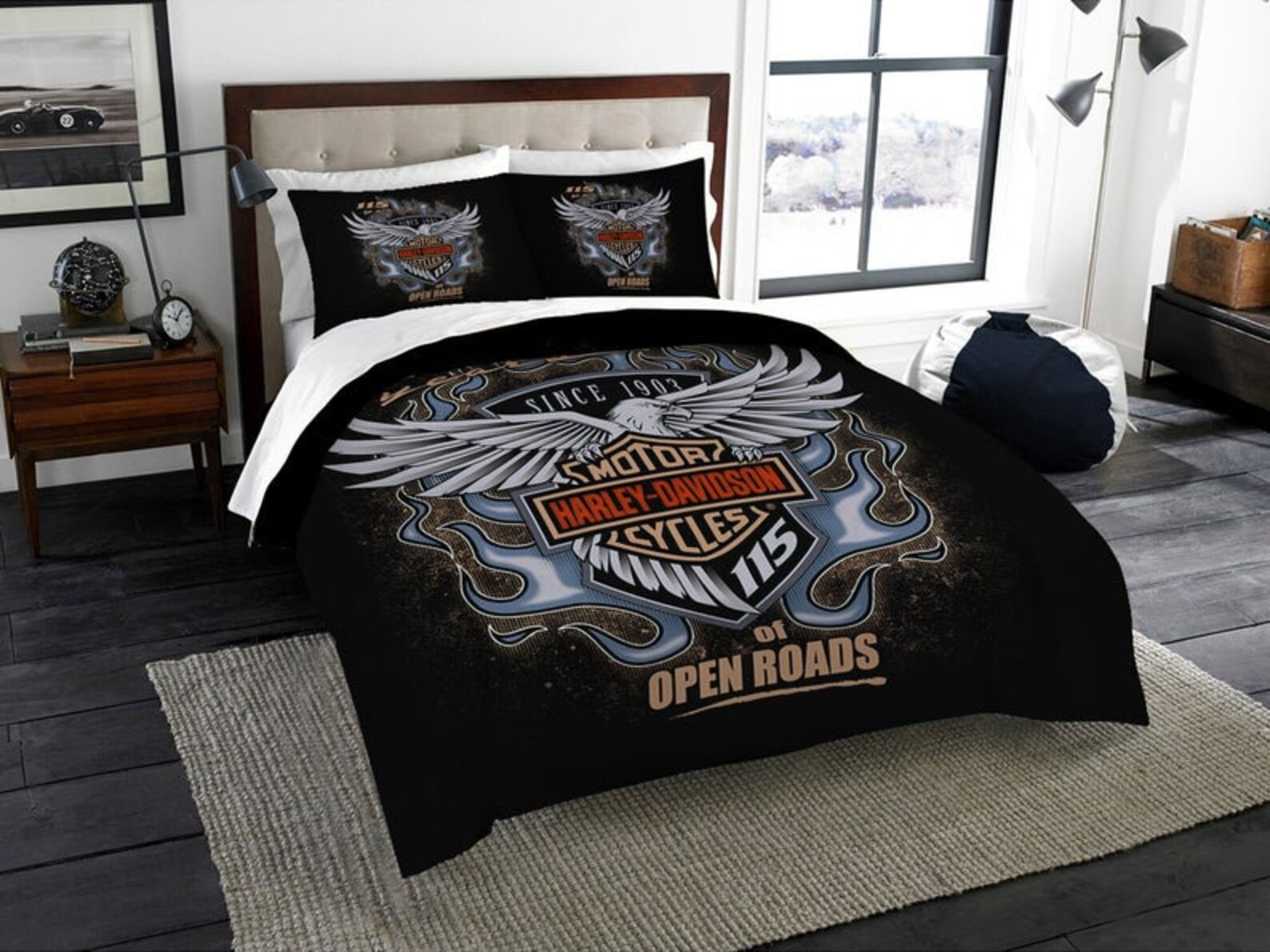 Harley Davidson Bedding Set Black Motorcycle Bedding Etsy