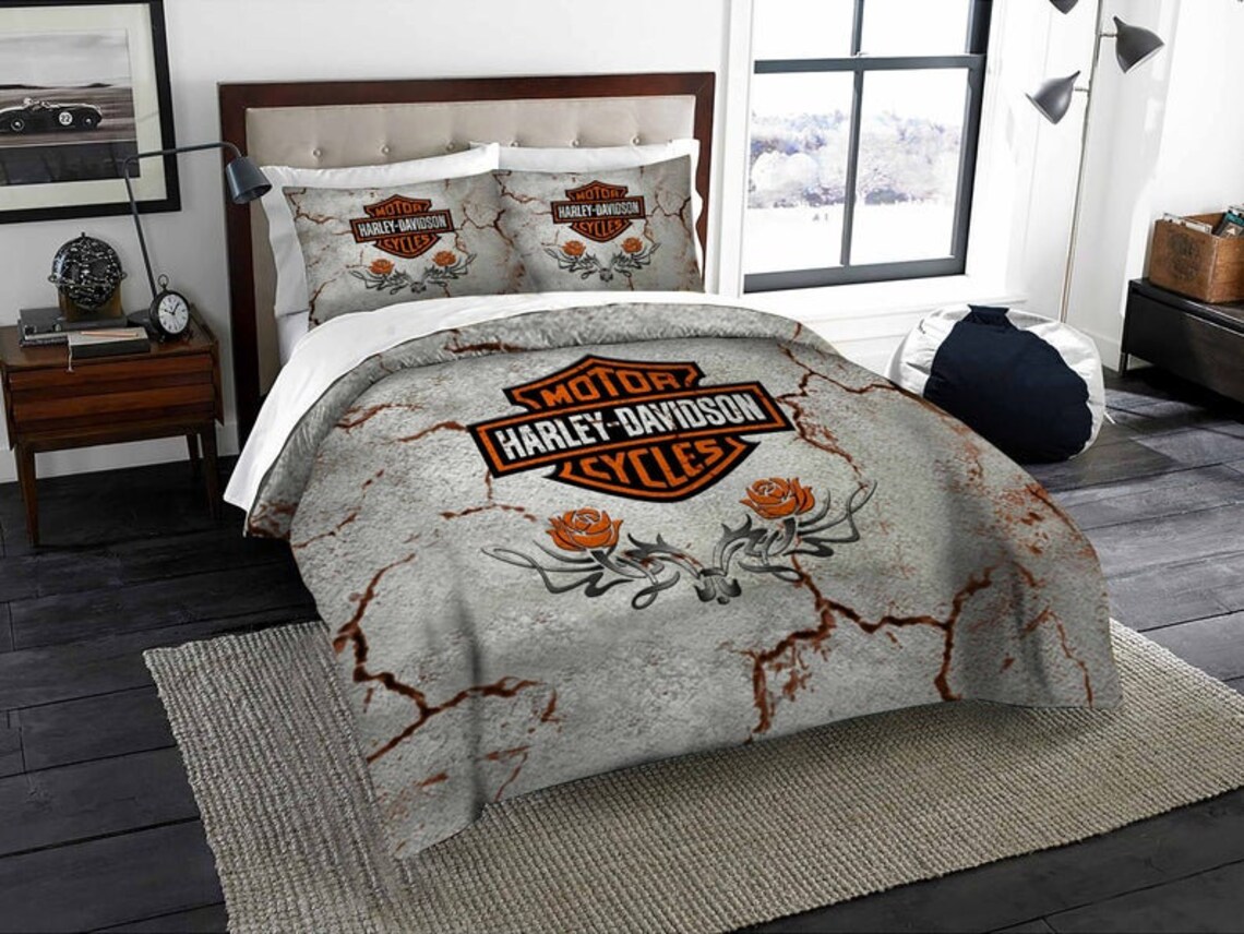 Harley Davidson Motorrad Bettwäsche Set Vintage Motorräder Etsy