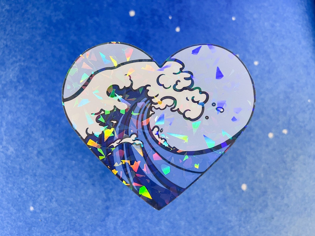 Holographic Wave Sticker | Heart-shaped Laptop Decal - Etsy