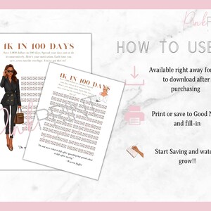 1k in 100 Days Money Saving Challenge| Printable PDF File| Letter Size ...