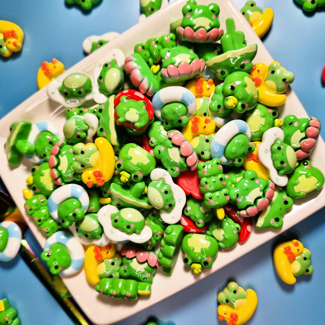 Resin Frog Charms – Kawaii Flatback Cabochons, Pond Summer Mix, DIY ...