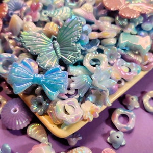 50G Blue Purple Iridescent Charm Bead Mix