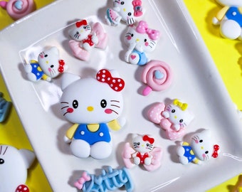 B-Grade Kawaii Kitty Charms Bundle, Decoden Supplies, Imperfect Resin Flatbacks