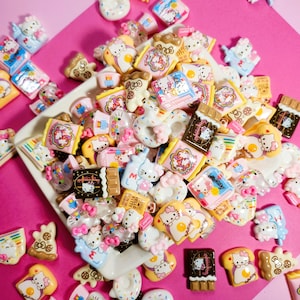 10-Piece Kawaii Kitty Snack Charms – Cute Flatbacks for Decoden & DIY Crafts