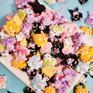 Kawaii Kitty & Friends Scooter Charms | Cute Flatback Cabochons for Decoden, Phone Cases, Hair Bows, Crafts | Set of 10