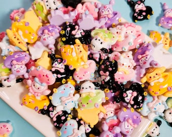 Kawaii Kitty & Friends Scooter Charms | Decoden Flatback Cabochons, Set of 10