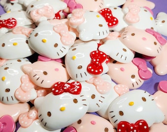 XL Kawaii Kitty Head Charm: Flatback Cabochon for Decoden & DIY