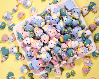 10 Pcs. Mini Charms Kawaii Kitty & Friends Random Mix Flatback Cabochons Kawaii Puppy Twins Penguin Resin Charms For Decoden
