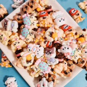 10 Pieces Puppy Charms Mix Resin Flatback Kawaii Dog Cabochons For DIY Jewelry Crafts Junk Cases Keychains Hair Accessories Phonecases