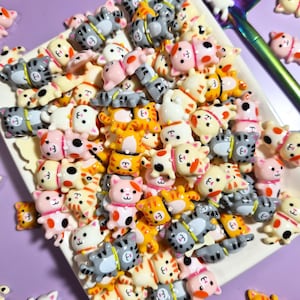 Assorted Kawaii Cat Resin Charms | Flatback Craft Supplies (10 Piece Mix)