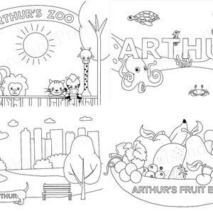 Personalised Printable Colouring Sheet- Ocean, Fruit, Park, Zoo