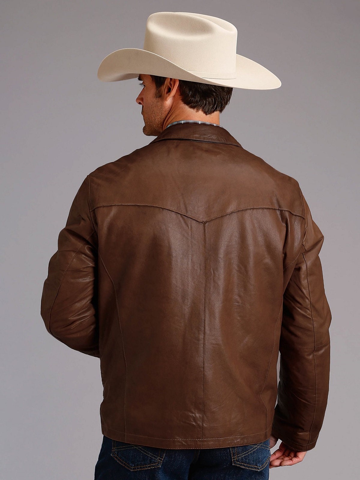Mens Western Cowboy Genuine Brown Leather Jacket Cowboy Etsy