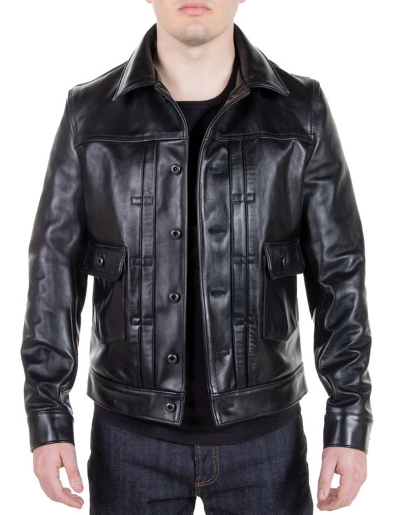 Handmade Black Vintage Leather Jacket Motorcycle Black | Etsy