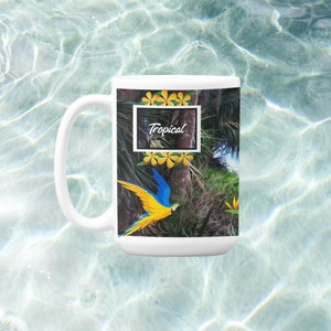 Mug - Ceramic Tropical Birds Coffee Mug - White