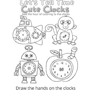 Páginas del libro para colorear números y decir la hora Relojes lindos