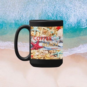 Mug - Ceramic Coffee Beach Repeat Mug 11oz - Black