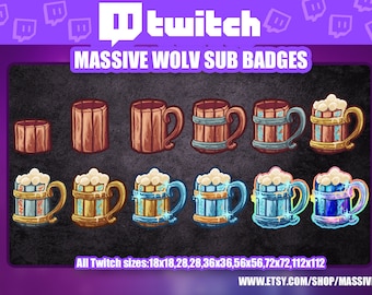 Beer Mug Twitch Sub Badges: Bar, Pub, Discord Emotes