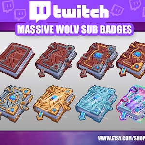 Magic Gem Book Twitch Bit Bits Sub Badges / Old Dusty Ancient Libary Witch Spell / Icons Discord Subskrypcja / Sorcerer Mage Necromancer
