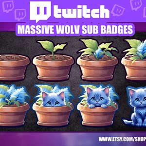 Massive Wolv Plant Cat Twitch Badges Emote Emotes / Emoticones Sub / Discord Cute Animal / Big Eyes Kawaii Pet / Nice Present / Plant Tree