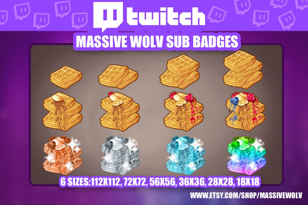 Waffles Sub Bit Bits Twitch Badges / Streamer Icon / Discord Emoticon