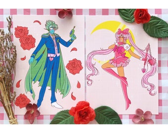 Omori Sailor Sweetheart and Tuxedo Captain Space Boyfriend Mini Prints