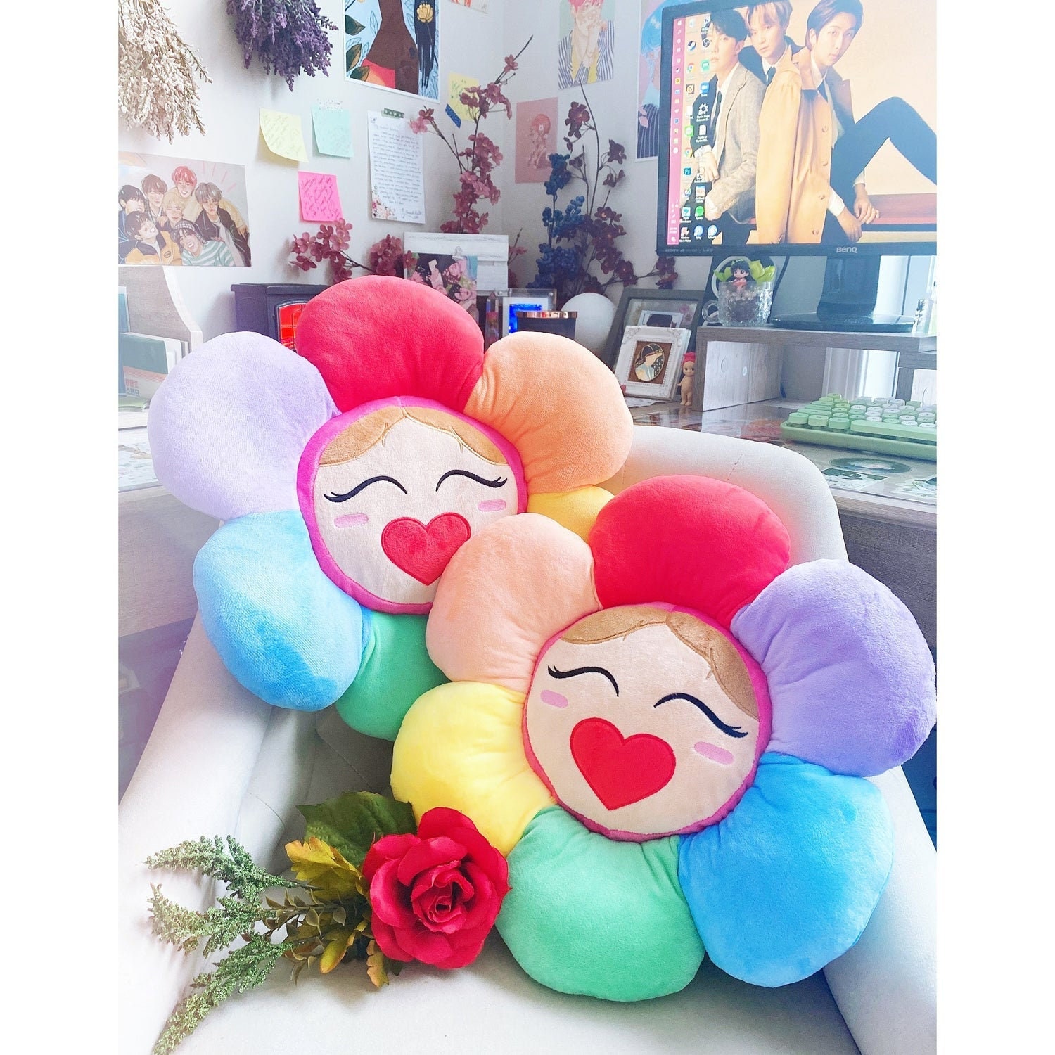 Jung Hoseok Rainbow Flower Cushion