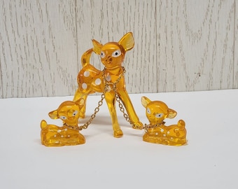 Orange Acrylic Chained Deer Figurines