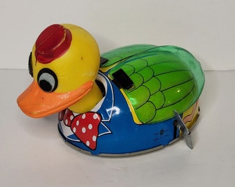 Vintage Litho Tin Toy Duck Wind Up Toy