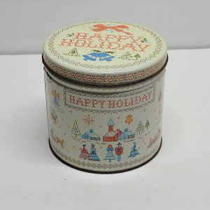 Happy Holiday Round Tin