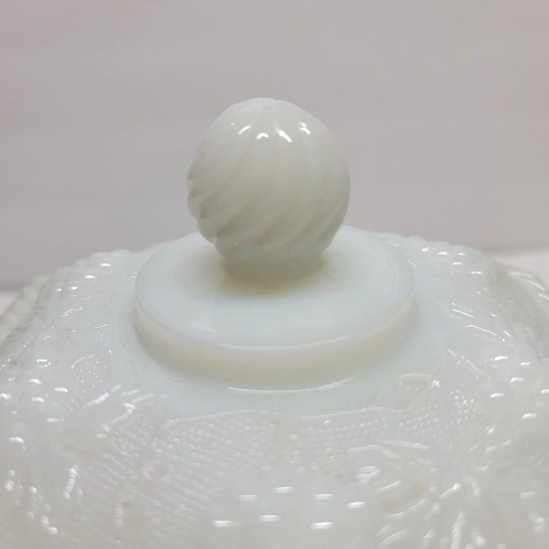 Fire King Milk Glass Biscuit Jar With Grapevine Pattern Etsy