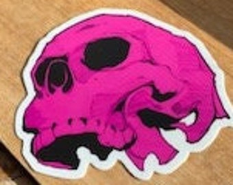 Hot Pink Skull Sticker - bones Sticker - Skeleton Sticker - Punk rock  - biker- Phone - Laptop Decal - Funny-morbid-oddity-taxidermy -creepy