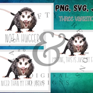 no es un abrazador, esta es sólo mi cara, más bonita de lo que se ve mi cara, zarigüeya, zarigüeya, png jpg svg archivo de diseño descarga digital instantánea, sublimación