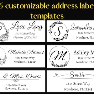 6 Customizable template designs for address stickers for thermal printing or cricut, custom address labels, canva template