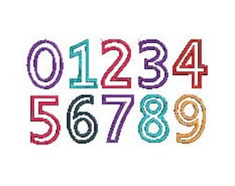 applique numbers 0-9 embroidery design digital file instant download, 3,4, and 5 inch included, birthday applique numbers embroidery