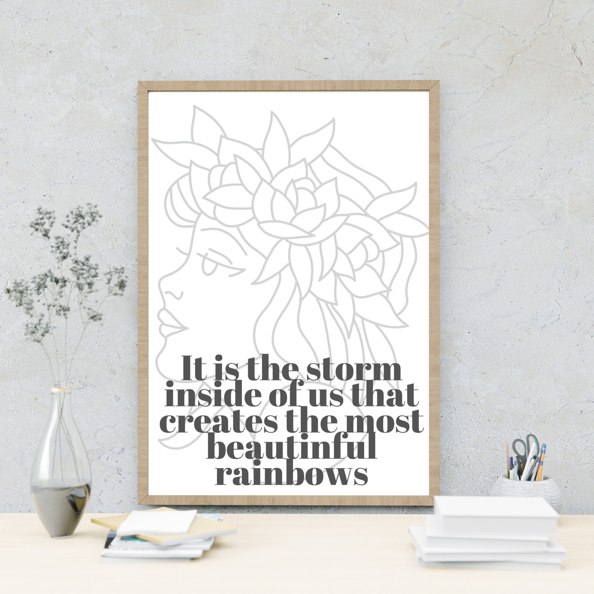 Abstract Boho Quote Illustration Digital Wall Art Boho Quote | Etsy