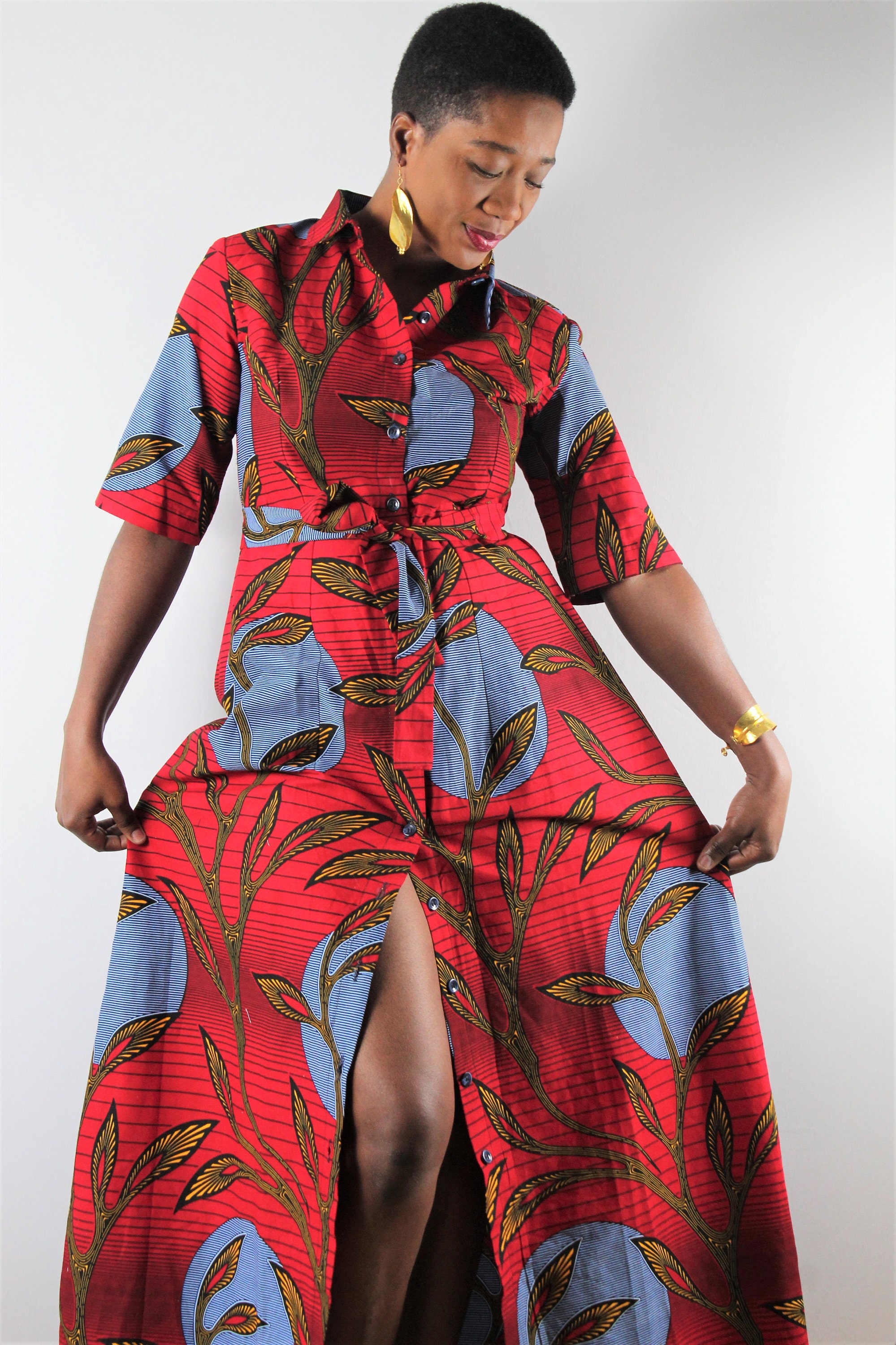 Robe en wax/ robe chemise en wax/ Ankara Etsy