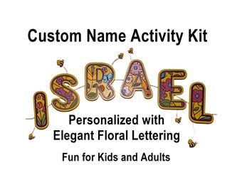 Kit de actividades con nombre floral personalizado: letras en capas DIY