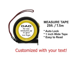 Cinta métrica - 7,5 m - Amarilla y negra - Bloqueo automático - 2,5 cm de ancho - Personalizada con tu texto - ENVÍO GRATIS