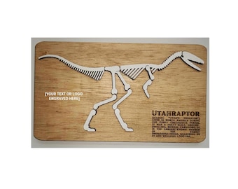 Rompecabezas de madera Utahraptor hecho a mano: esqueleto de dinosaurio 3D