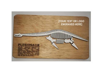 Rompecabezas de plesiosaurio de madera hecho a mano: esqueleto de dinosaurio 3D