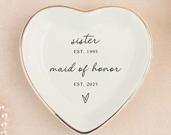Personalisierte Brautjungfer Schmucktablett: Benutzerdefinierte Keramikschale, Trauzeugin Geschenk