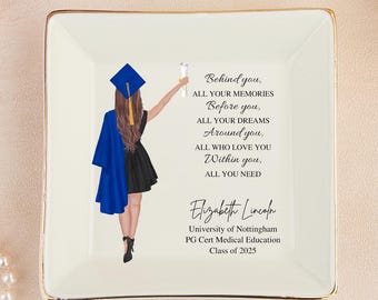 Plato de cerámica para joyería de graduación personalizado: regalo de recuerdo