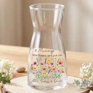 Jarrón de flores de cristal personalizado, regalo personalizado para el Día de la Madre para mamá, abuela, nana