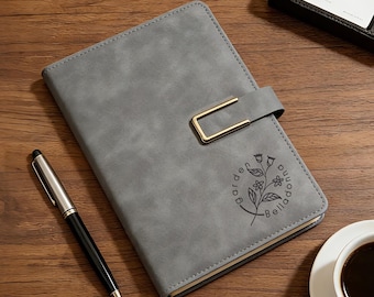 Custom Logo Leather Notebook Set, Engraved Notebook with Pen, Thank You Gift, Custom Graduation Gifts, New Job Present, Corporate Gifts
