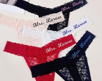 Wedding Lace Panty: Embroidered Bridal Thong, Gift for Bride